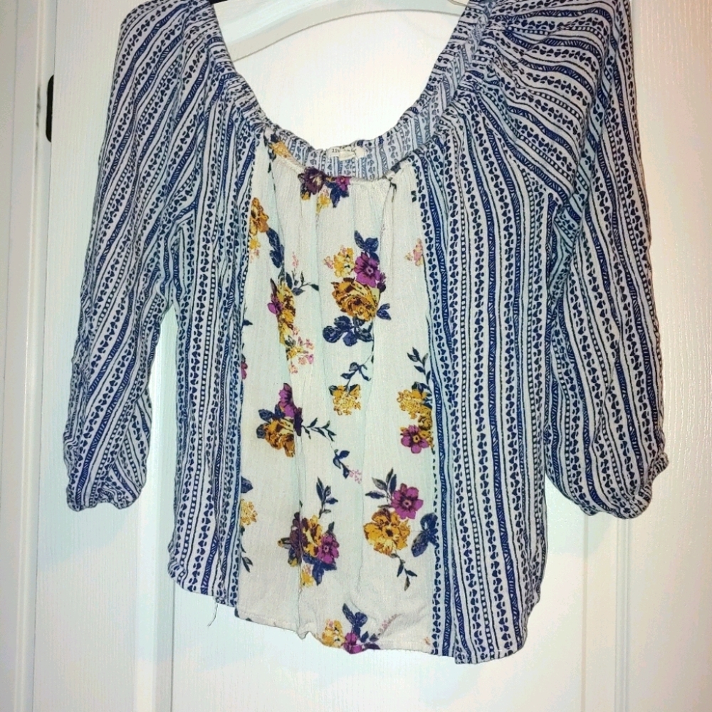 Living Doll - Blue/white Stripe Crop Top